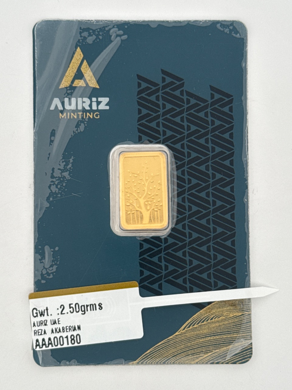 2.50 gr gold bar Auriz Minting