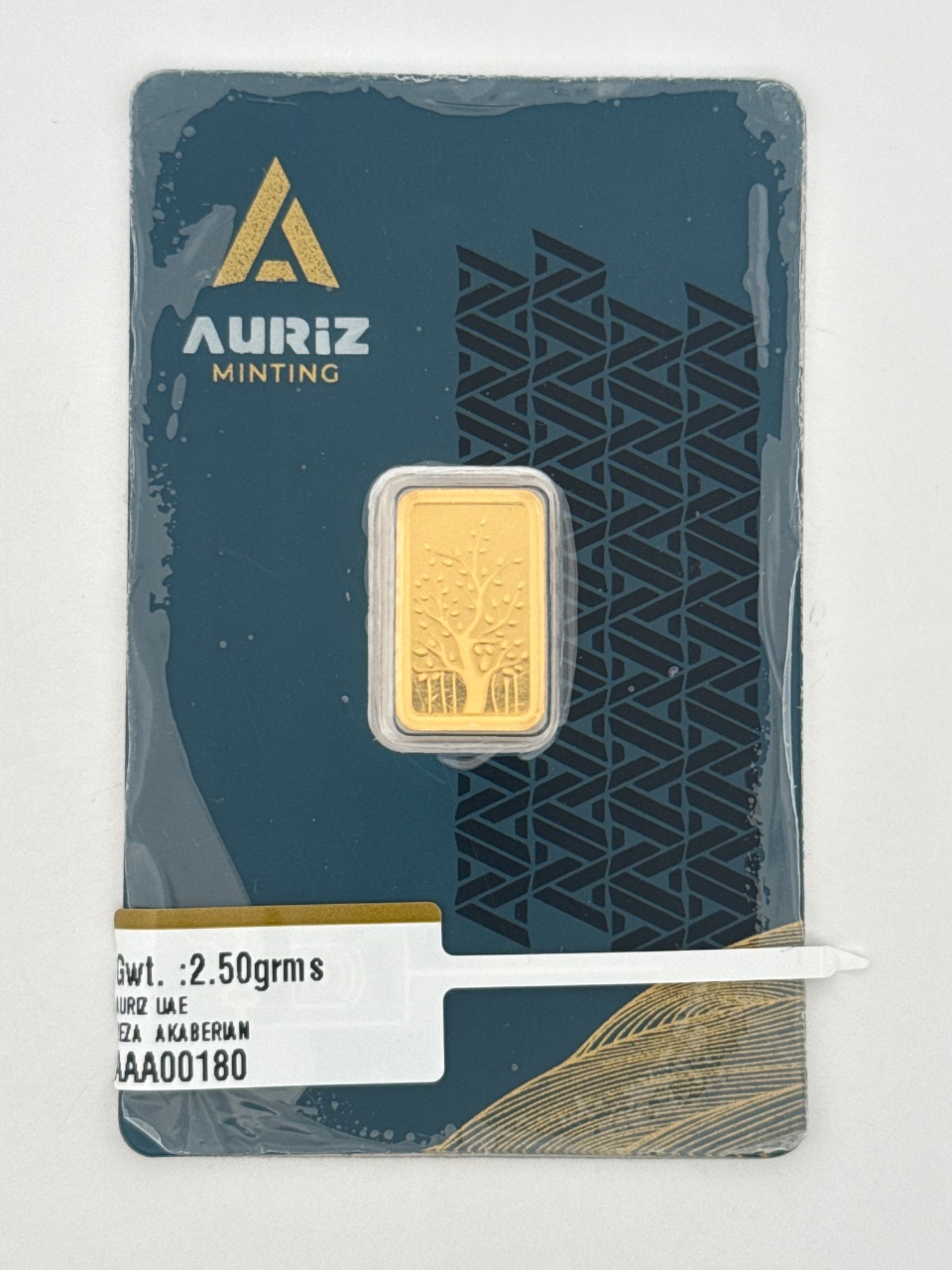 2.50 gr gold bar Auriz Minting