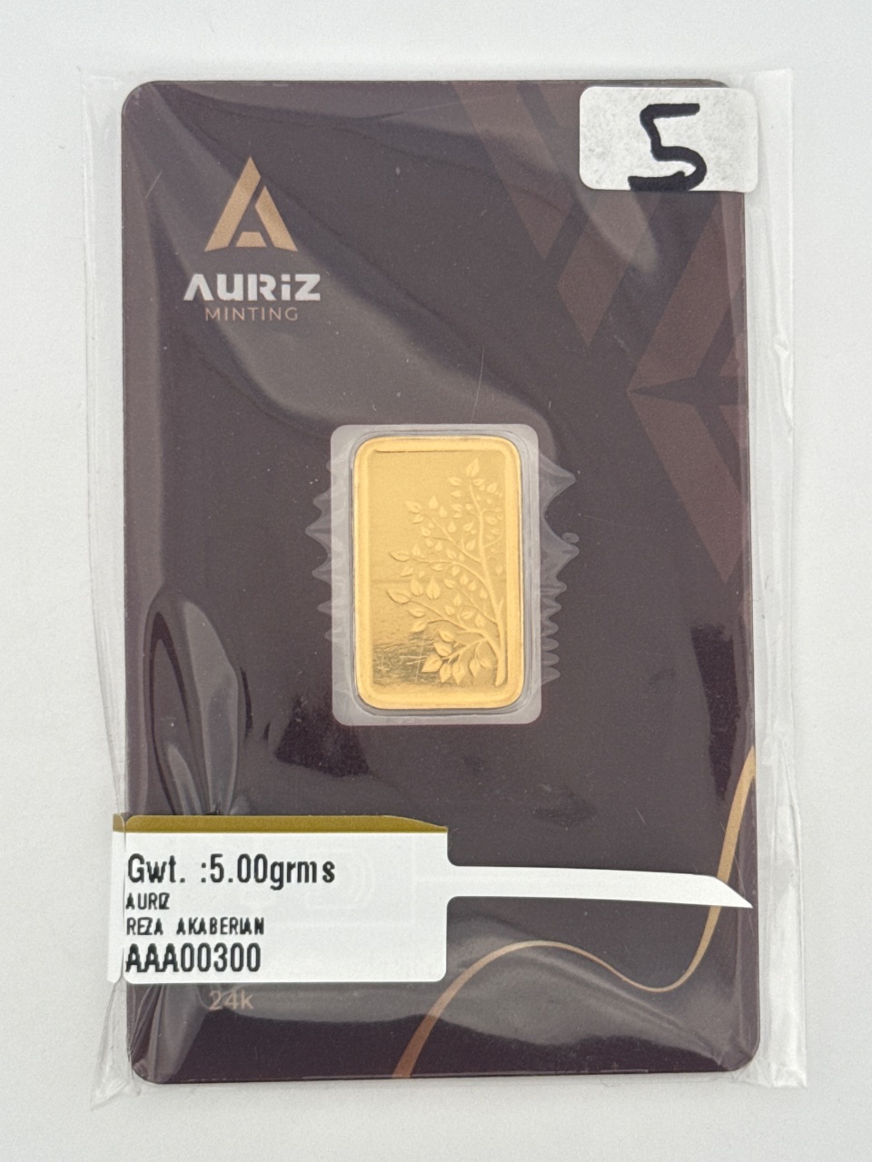 5 gr Gold Bar Auriz Minting